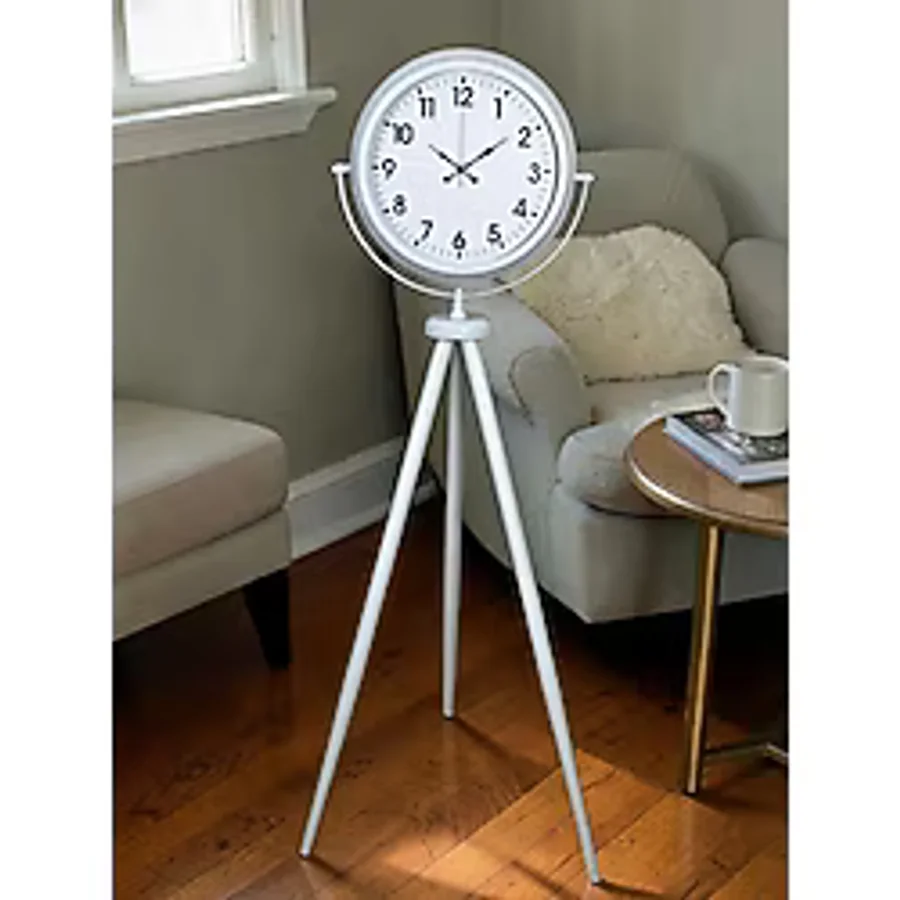 Mey İthalat Soft White Dekoratif Tripod Ayaklı Saat