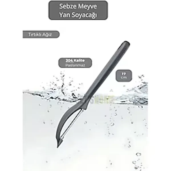 Meyve Soyacağı Paslanmaz Sebze Soyacağı Yan Soyacak Çelik Siyah 17 cm
