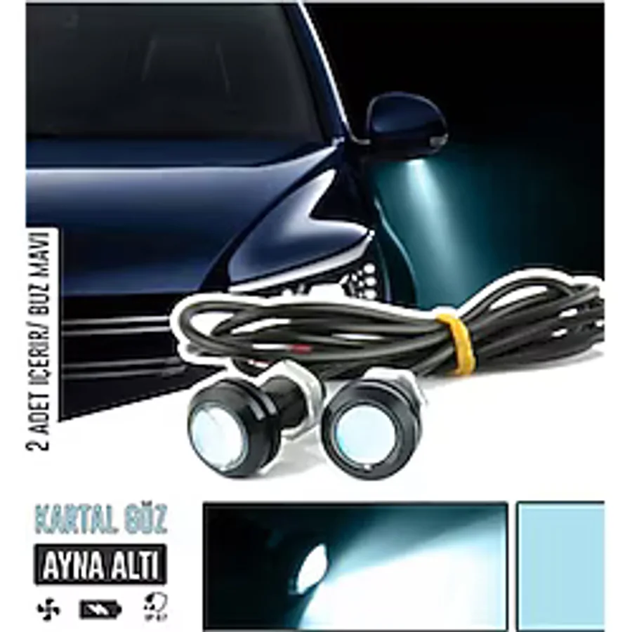 MeyZone Ayna Altı Led Ayna Altı Cob Aydınlatma Led Eagle Eye 2 Adet Buz Mavi Sağ Sol Takım