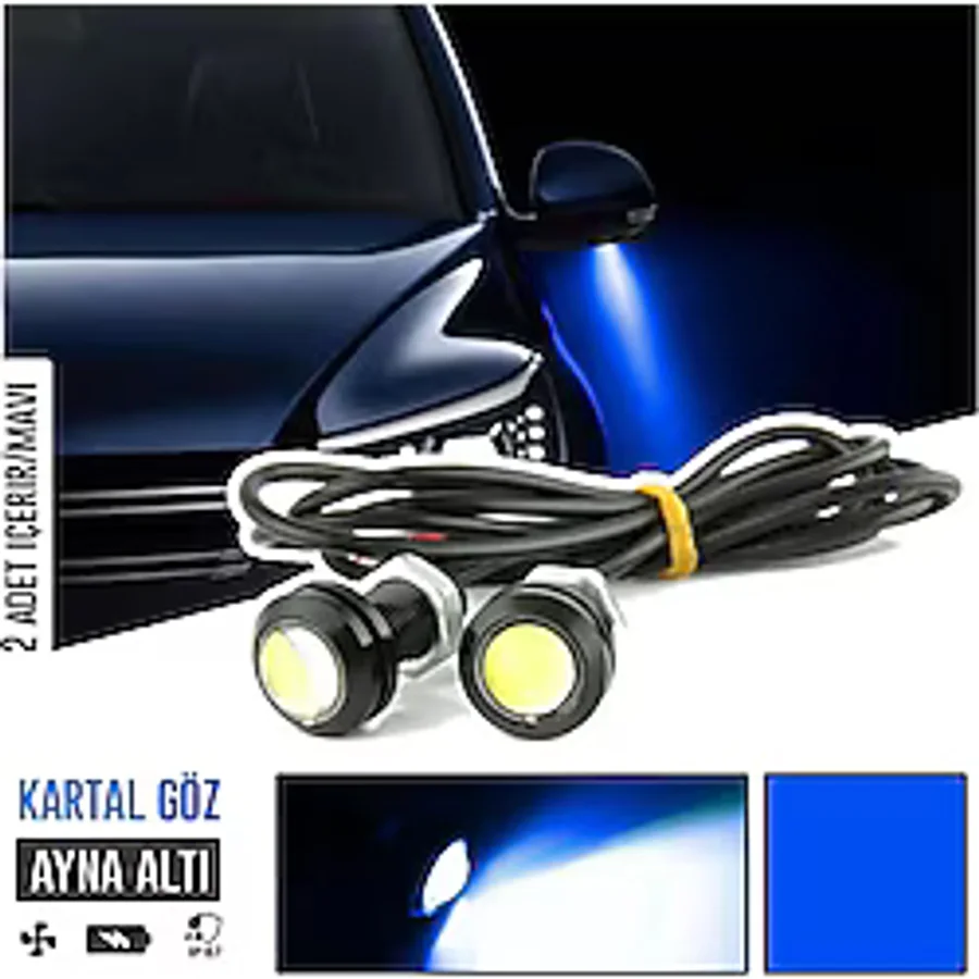 MeyZone Ayna Altı Led Ayna Altı Cob Aydınlatma Led Eagle Eye 2 Adet Mavi Sağ Sol Takım Aynaaltı