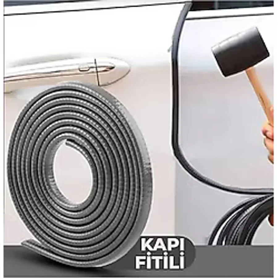 MeyZone Oto Araç Kapı Koruma Fitili 5metre Parlak Gri Renk Çarpma Çizilme Önleyici Fitil