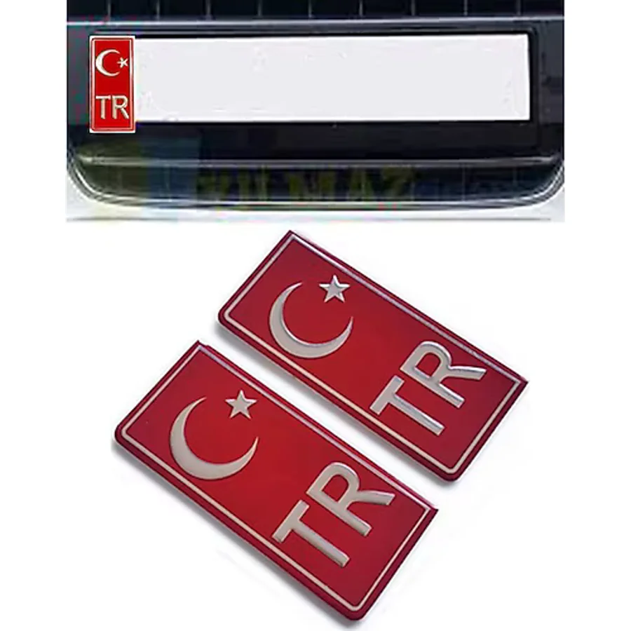 MeyZone Tr Plaka Krom Sticker 2'li - Türkiye Plaka Krom Stıcker - Türkiye Plakalık Krom