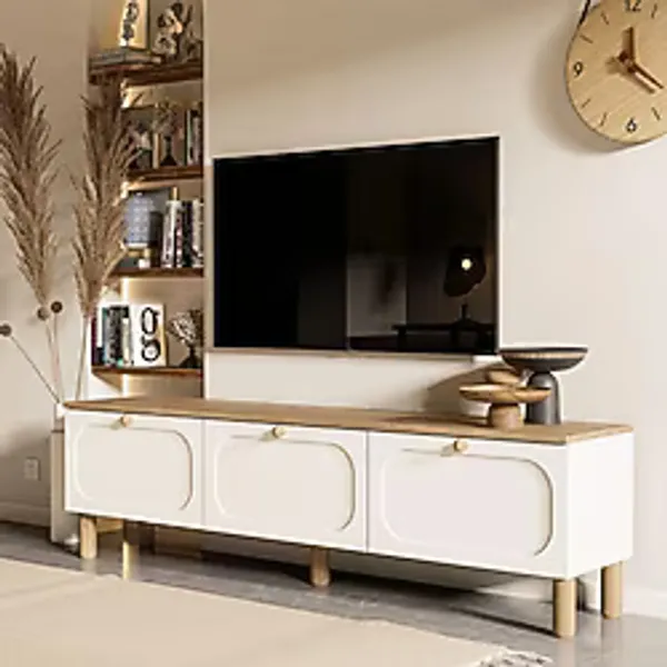 Mezza 1280 Monza 180 Cm Bohem Tv Ünitesi Fiyat Performans MDF Membran Kapaklı Meşe-Beyaz
