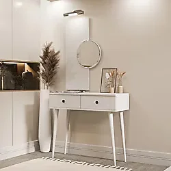 Mezza 6030 ODESA (AHŞAP AYAKLI) 2 ÇEKMECELİ AYNALI DRESUAR BEYAZ