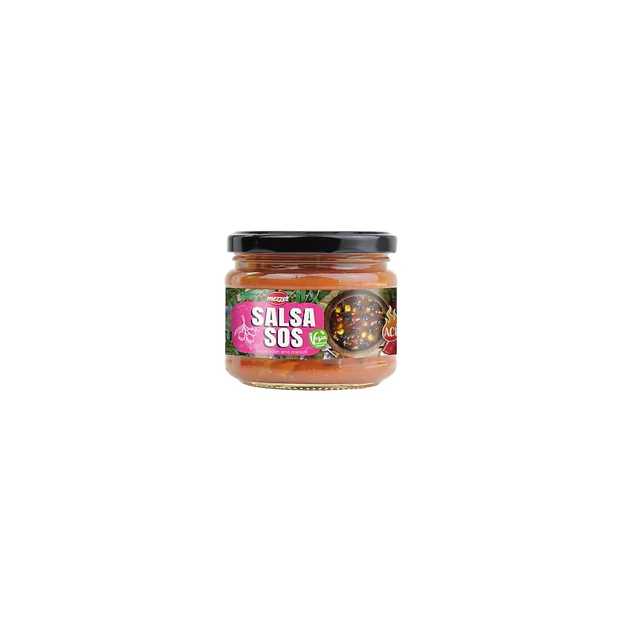 Mezzet Acılı Salsa Sos 300 G - Koruyucusuz Vegan Gurme Meksika Sosu
