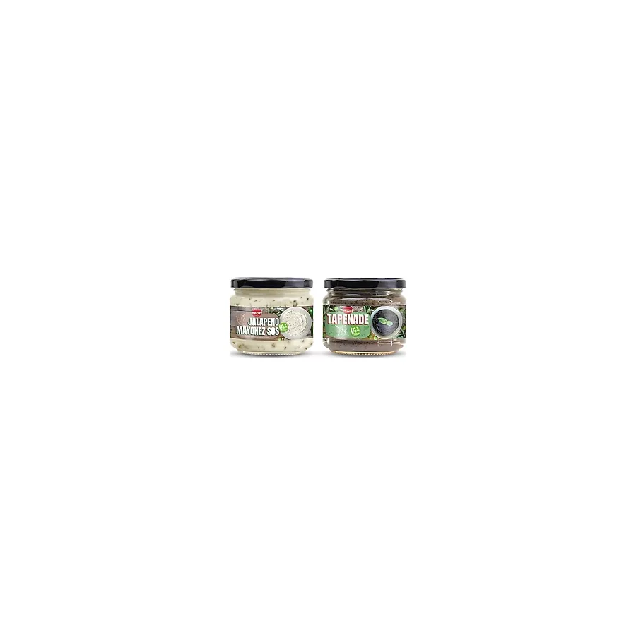 Mezzet Gurme Sandviç ve Burger Sos Paketi (2X300G) - Jalapeno Mayonez & Zeytinli Tapenade - 600 gr