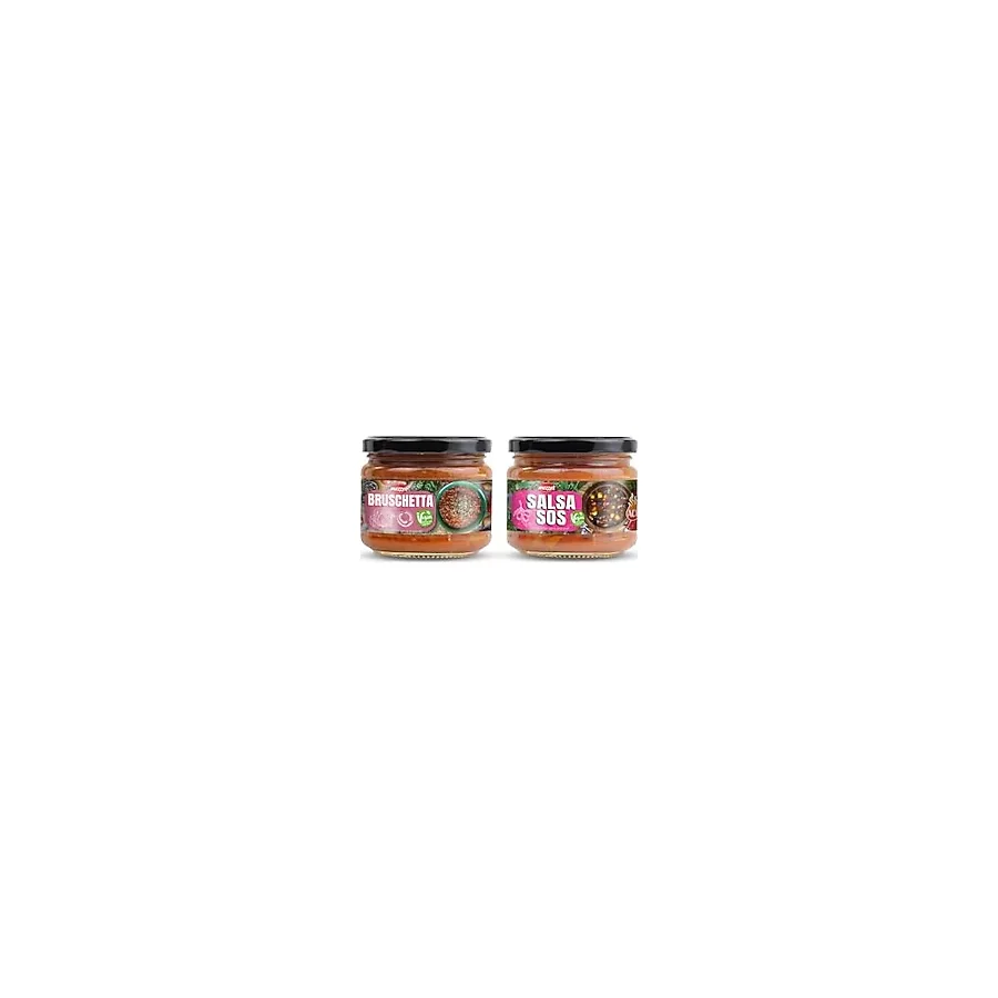 Mezzet Vegan Gurme Atıştırmalık Seti (2x300g) - Meksika Usulü Salsa Sos & Akdeniz Bruschetta - 2'li Avantaj Paketi - Katkısız ve Koruyucusuz