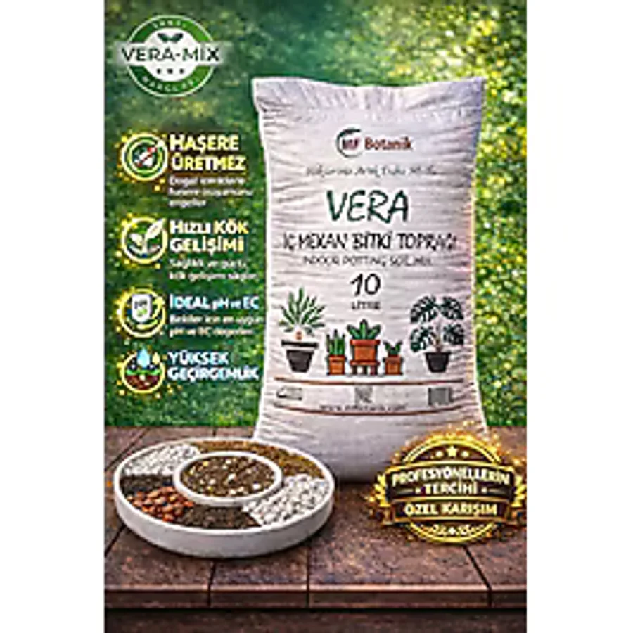 MF Botanik Vera Özel Karışım Iç Mekan Bitki Toprağı 10 Litre Çiçek Toprağı Toprak Harcı