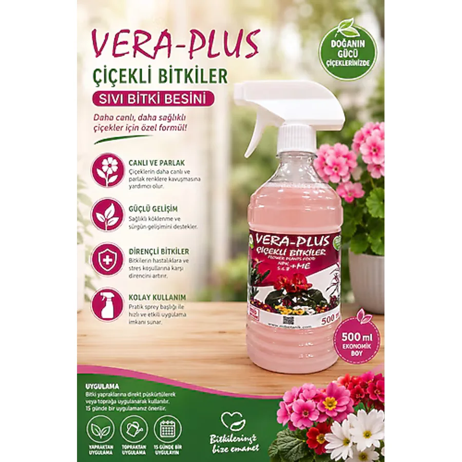 MF Botanik Vera Plus Çiçekli Bitkiler İçin Özel Sprey Sivi Bitki Besini 500 Ml