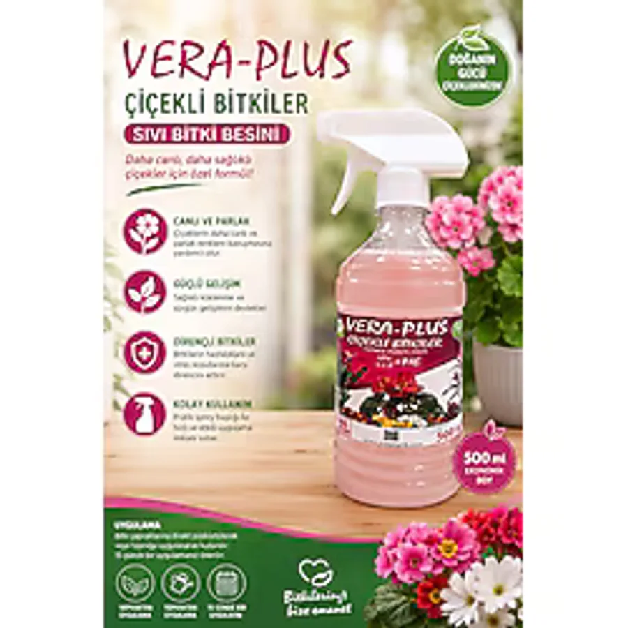 MF Botanik Vera Plus Çiçekli Bitkiler İçin Özel Sprey Sivi Bitki Besini 500 Ml
