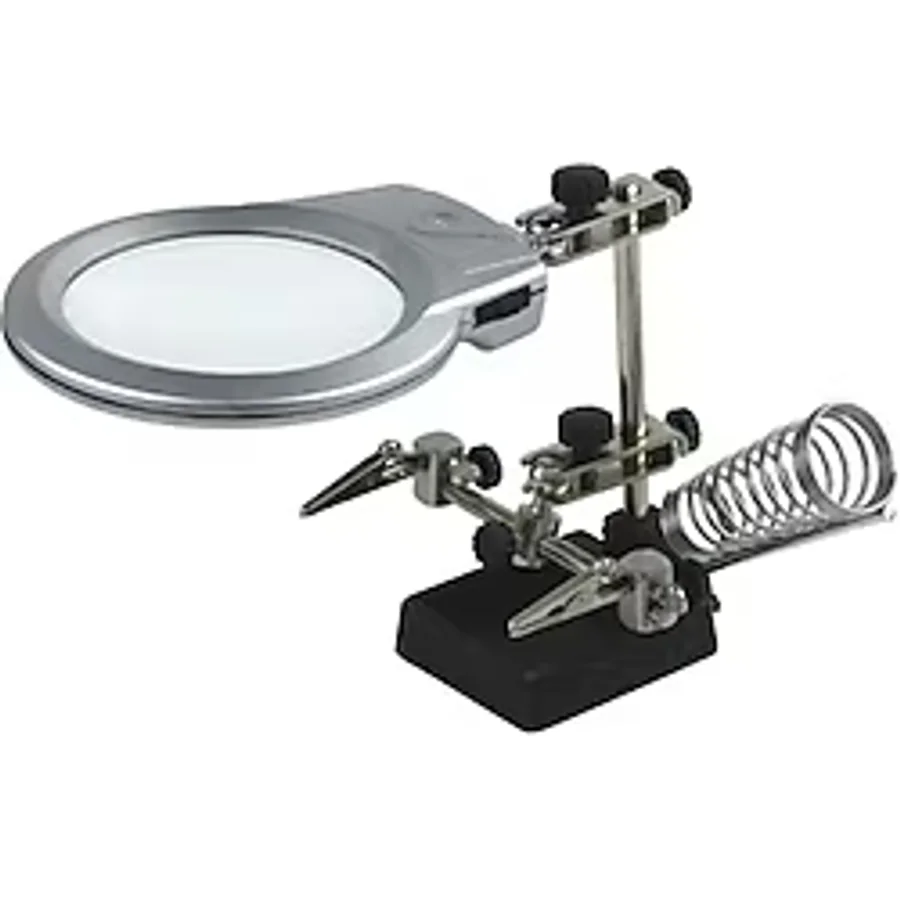 MG16129-B Masaüstü Işıklı Büyüteç Yardımcı El Lehimleme Standı 130mm