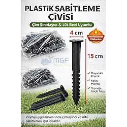 Mgf Plast Mgf 200 Adet Çim Ayırıcı Kazığı 15 cm Çim Ayracı Kazığı Çim Sınırlayıcı Kazığı Bordür Kazık Plastik Jüt Çivi