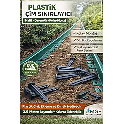 MGF PLAST MGF Yeşil Düz Çim Ayırıcı 10 Metre (4x2,5mt) Çim Sınırlayıcı Taş Toprak Çim Taş Toprak Bariyeri