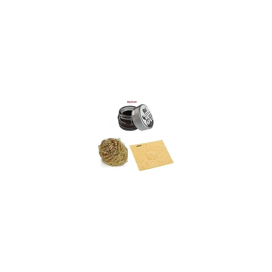 MHM Havya Lehim Ucu Rsl Temizleme Kremi Süngeri ve Teli Üçlü Set ST04