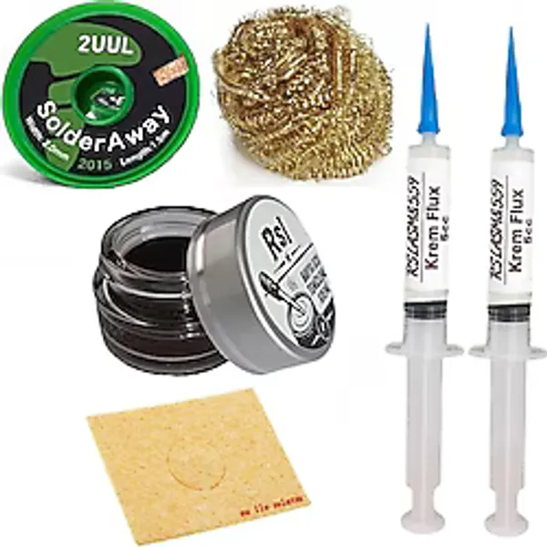 MHM Havya Ucu Rsl Temizleme Kremi,süngeri,teli,2uul 2,0mm Lehim Emme Fitili Krem Flux Yüzey Lehim Temizleme SETI03