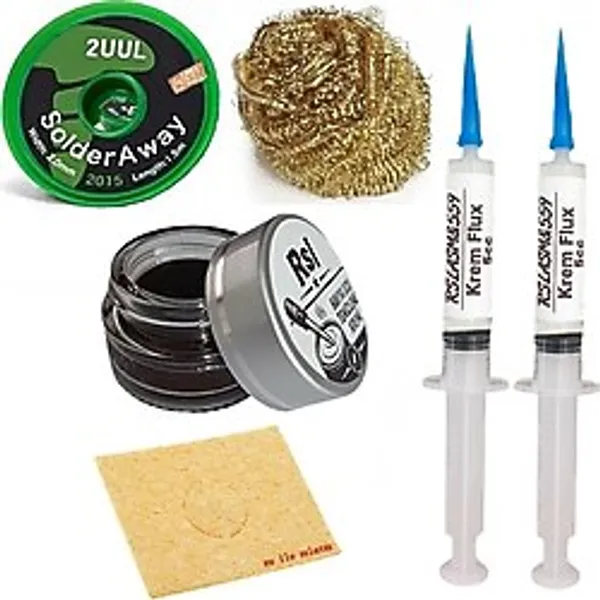 MHM Havya Ucu Rsl Temizleme Kremi,süngeri,teli,2uul 2,0mm Lehim Emme Fitili Krem Flux Yüzey Lehim Temizleme SETI06