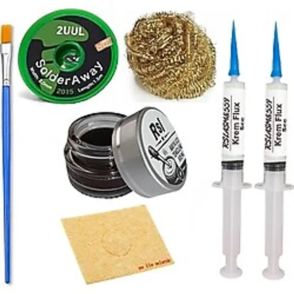MHM Havya Ucu Rsl Temizleme Kremi,süngeri,teli,2uul 2,0mm Lehim Emme Fitili Krem Flux Yüzey Lehim Temizleme SETI13