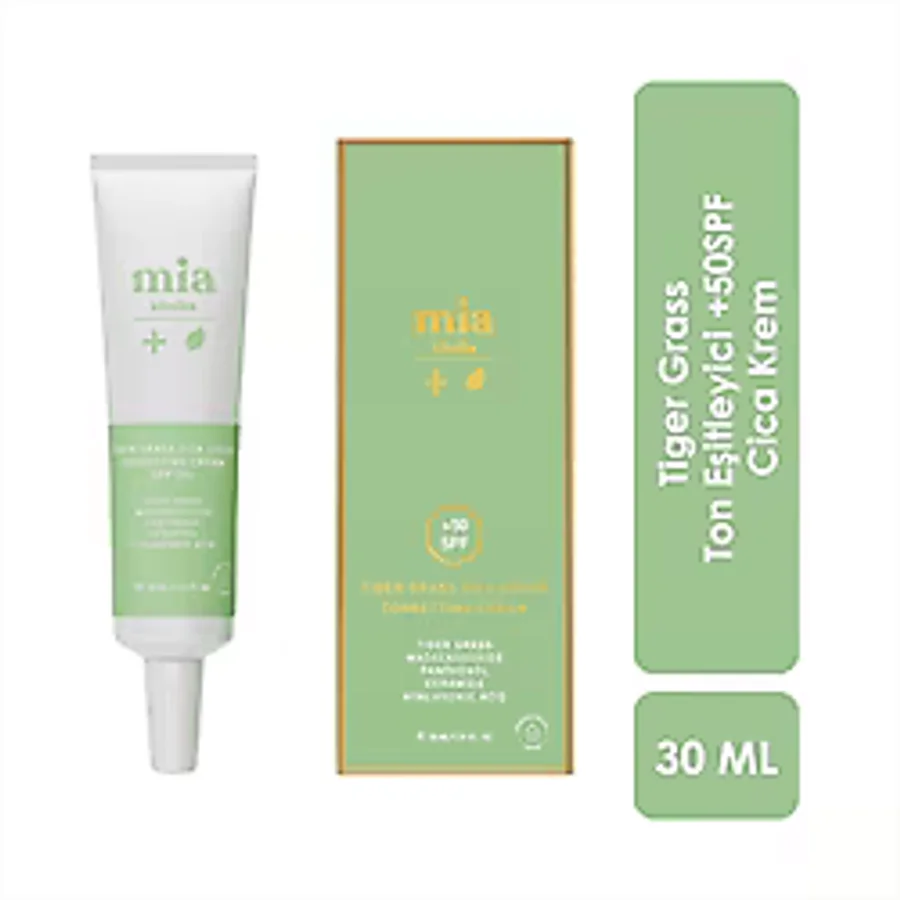 Mia Klinika Tiger Grass Ton Eşitleyici Kızarıklık Karşıtı 50 Faktör Nemlendirici Cica Krem 30 ml
