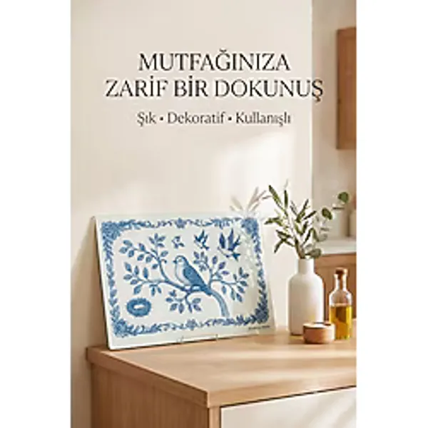 Miabella Home Cam Kesme Tahtası Sofra & Mutfak Kesme Tahtası Sunum Tahtası Cam Doğrama Tahtası Sunumluk - 0,60 ml