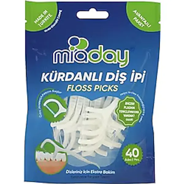 Miaday Kürdanlı Diş İpi Floss Picks - 40'lı Paket, Diş Arası Temizliği ve Ağız Bakımı İçin Pratik Çift Fonksiyonlu Kürdanlı Diş İpi