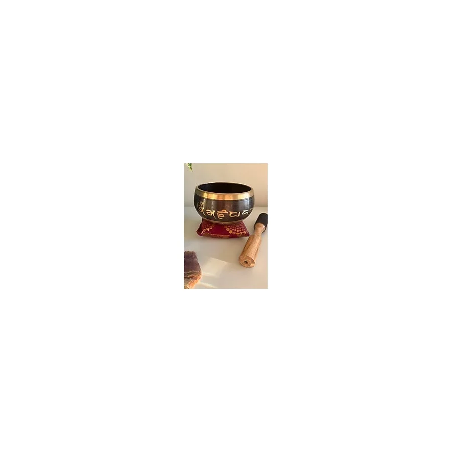 Miamantra Mürdüm Yastık Hediyeli Tibet Ses Çanağı Seti - Buda Motifli - 11 Cm Çap / Meditasyon Çanı, Yoga Çanı