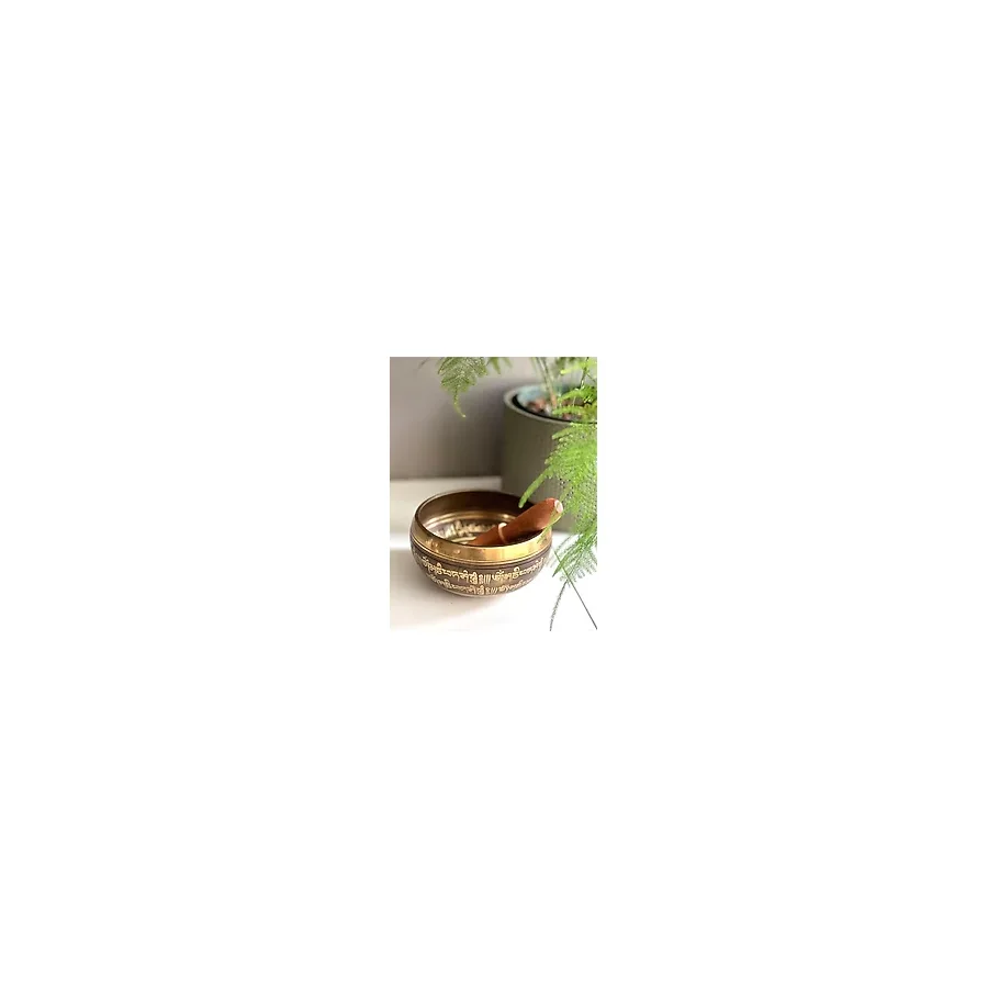 Miamantra Pirinç Tibet Ses Çanağı -12,5 cm/Meditasyon Çanı, Yoga Çanı, Singing Bowl, Tokmaklı Set