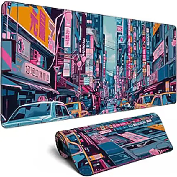 MiaVibte Japon Mouse Pad Masa Pedi 80'ler Şehir Masası Dekor Mat, Masa Bilgisayar Klavyesi Dizüstü Bilgisayar Klavyesi Dizüstü Bilgisayar için Büyük Oyun Mouse Pad, Masa Dekoru Ev Ofis Aksesuarları (8