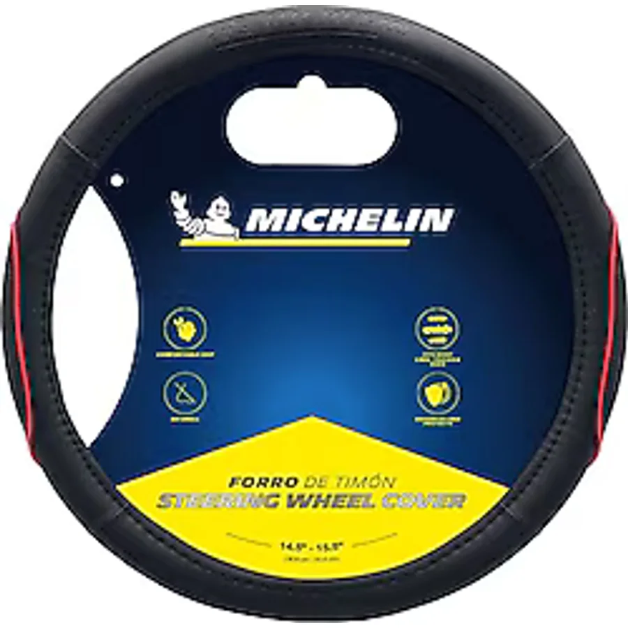 Michelin MC1003NR Premium Suni Deri Kırmızı Direksiyon Kılıfı