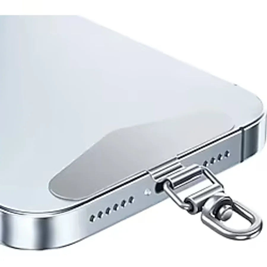 Microcase 360 Döner Başlıklı Telefon İp Askılıklar için Paslanmaz Çelik Tutacak Bağlantı Parçası-AL4927 Gümüş