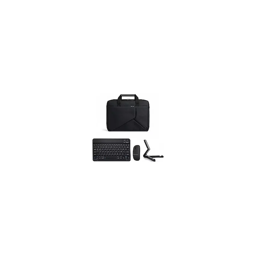 Microcase HONOR Pad 10 12.1 inch Macbook Laptop Çantası 2 Bölmeli + Bluetooth Klavye+Mouse+Tablet Standı Siyah AL5568