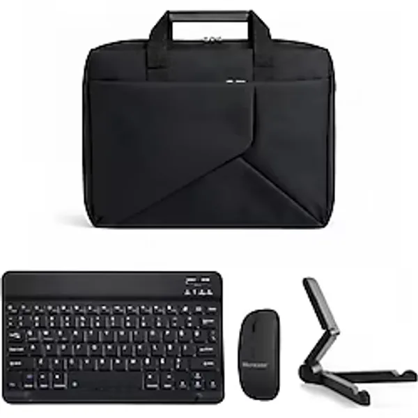 Microcase Honor Pad X8B 11 Inch ile Uyumlu Macbook Laptop Çantası 2 Bölmeli + Bluetooth Klavye+Mouse+Tablet Standı Siyah AL5568