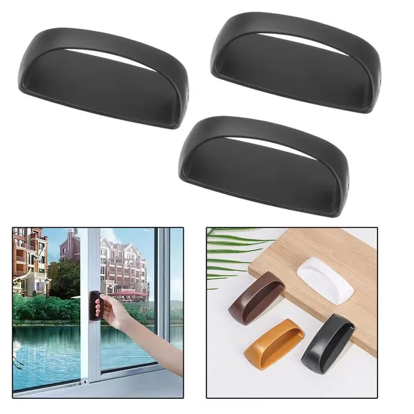 Microcase Plastik Yapışkanlı Sürgülü Pencere Çekmece Kapı Kolu Tutacağı-AL4834 3 Adet (Siyah)