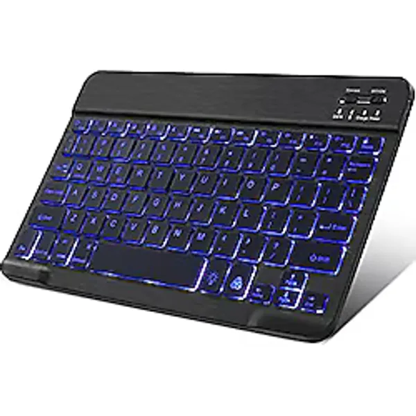 Microcase Tablet ve Telefonlar için RGB Led Işıklı Bluetooth Klavye Şarjlı Kablosuz + TR Klavye Sticker - AL2670 Siyah