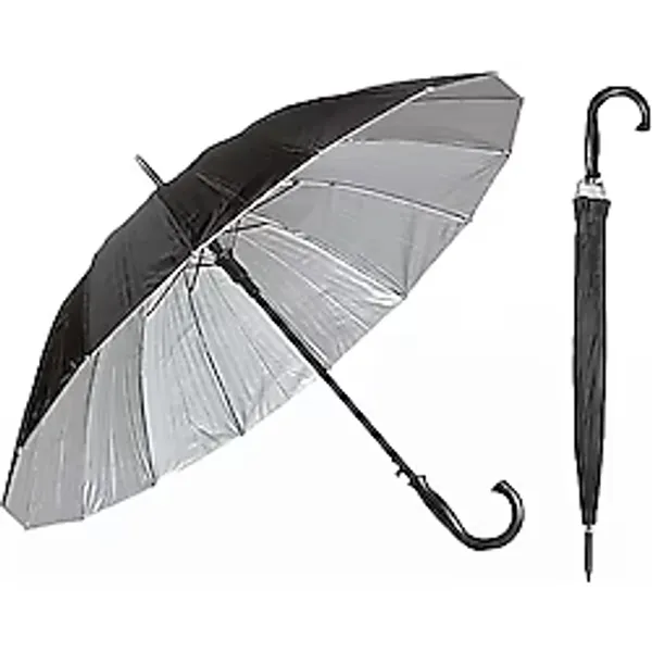 Microcase Unisex Otomatik 16 Telli Rüzgara Dayanıklı Su Geçirmez Baston Şemsiye SİYAH AL4664