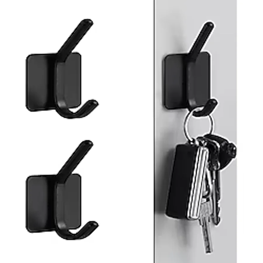 Microcase Yapışkanlı Metal Banyo Mutfak Eşya Havlu Vb. Ürün Askılığı Siyah -AL4618 2 Adet (Siyah)