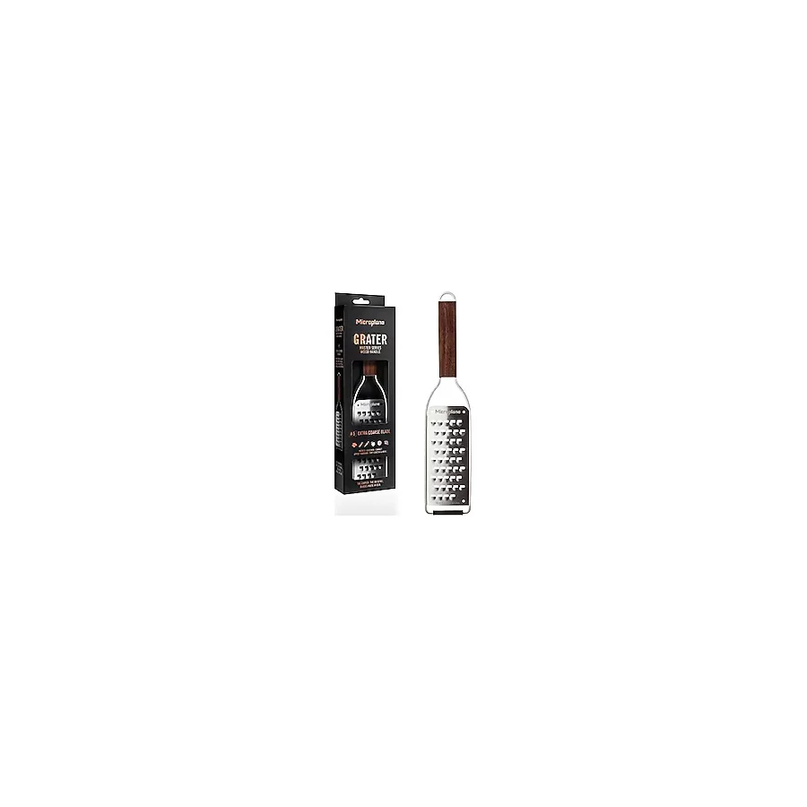 Microplane mutfak rendesi, patates, kabak, havuç, elma, lahana ve peynir için çok kaba, ceviz ahşap saplı ve paslanmaz çelik bıçaklı, ABD'de üretilmiştir