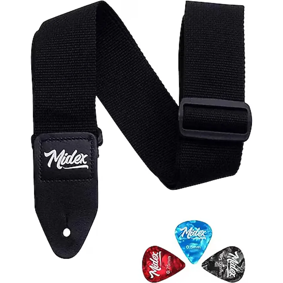 Midex ASM-26BK Gitar Omuz Askısı Siyah Renk 89-155cm (Pena Hediye)