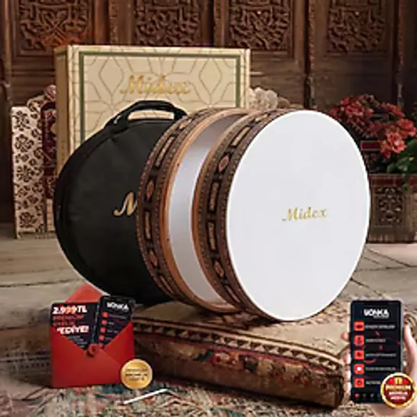 Midex Br-910 Kaliteli Bendir Def Akort Ayarlı El Tutma Oyuklu Çantalı