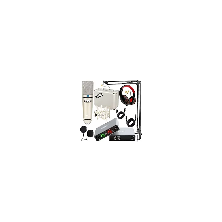 Midex Central-Gr Pack-3 Stüdyo Kayıt Ekipmanları GLX-700GR Ses Kartı Cx1 stüdyo Mikrofon - Gri