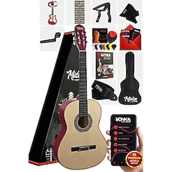 Midex Cg-36Nt Kaliteli 36 İnç 3/4 Juniur Çocuk Gitarı 8-12 Yaş Arası (Çanta Askı Capo Nota Sticker Pena Metod)