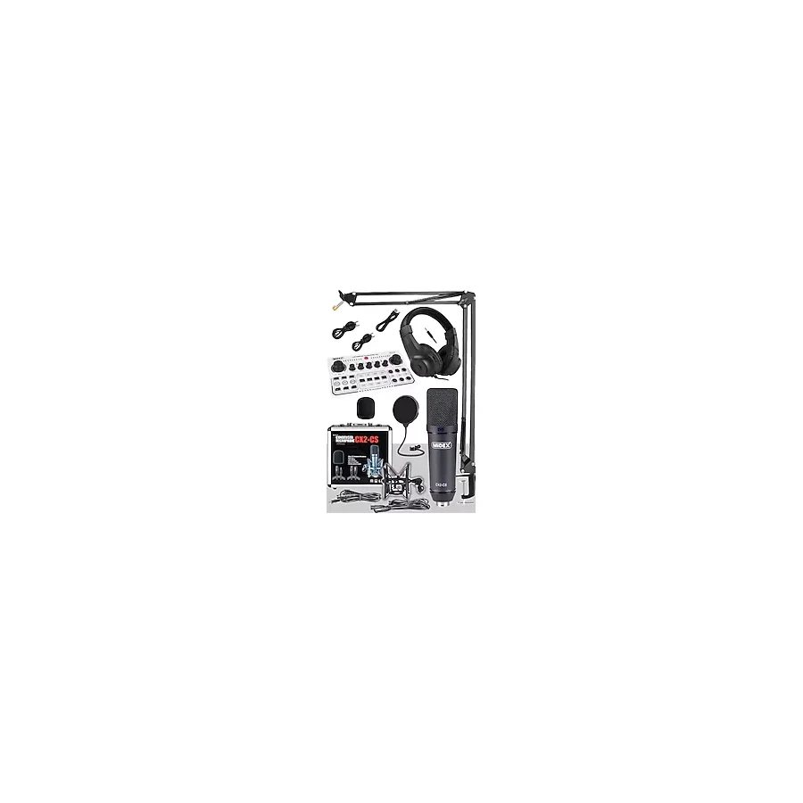 Midex CX2 White Power Paket-6 Stüdyo Mikrofon Şarjlı Ses Kartı Kulaklık Stand (Kayıt ve Canlı Yayın)