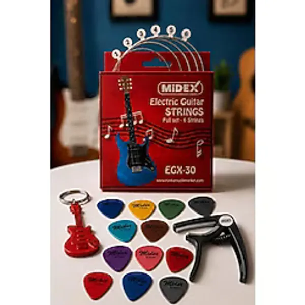 Midex Egx-30C Elektro Gitar Teli Takimi Pena Ve Kapo (Capo) Seti