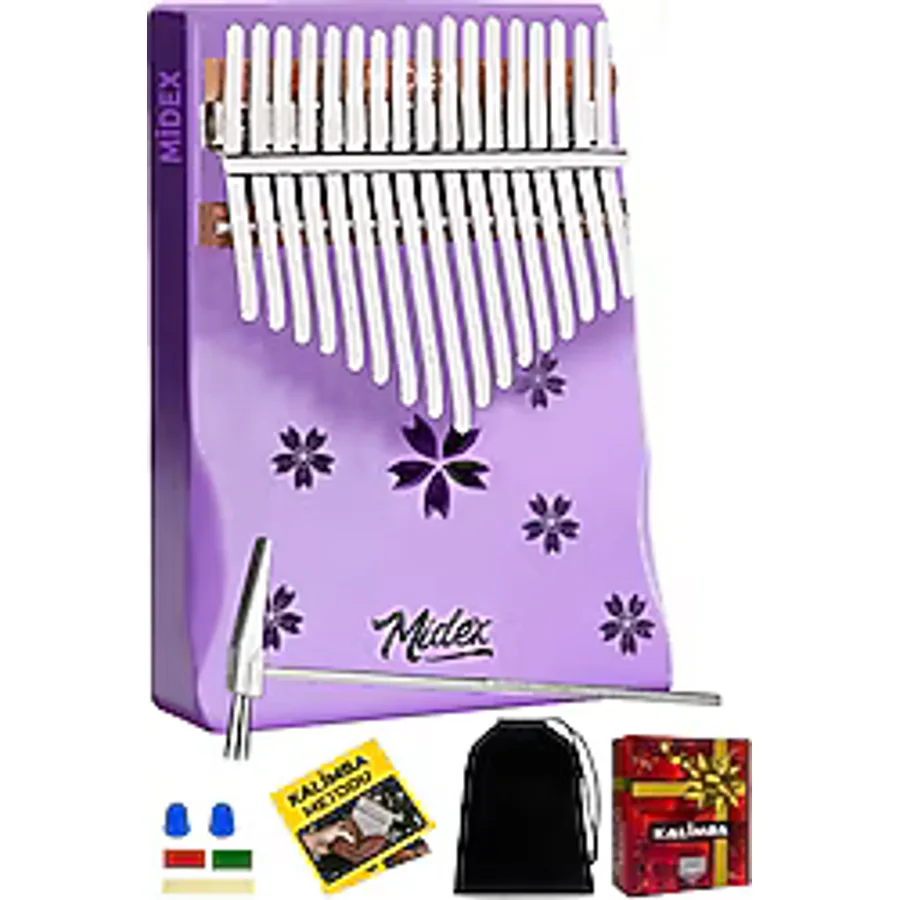 Midex KLX-870 Ahşap 17 Tuşlu Mor Kalimba Set