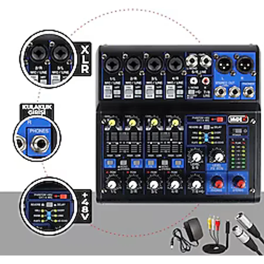 Midex MDX-06FXU 6 Kanal Ses Mikseri