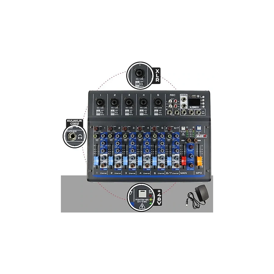 Midex MDX-07FXU 7 Kanal Ses Mikseri