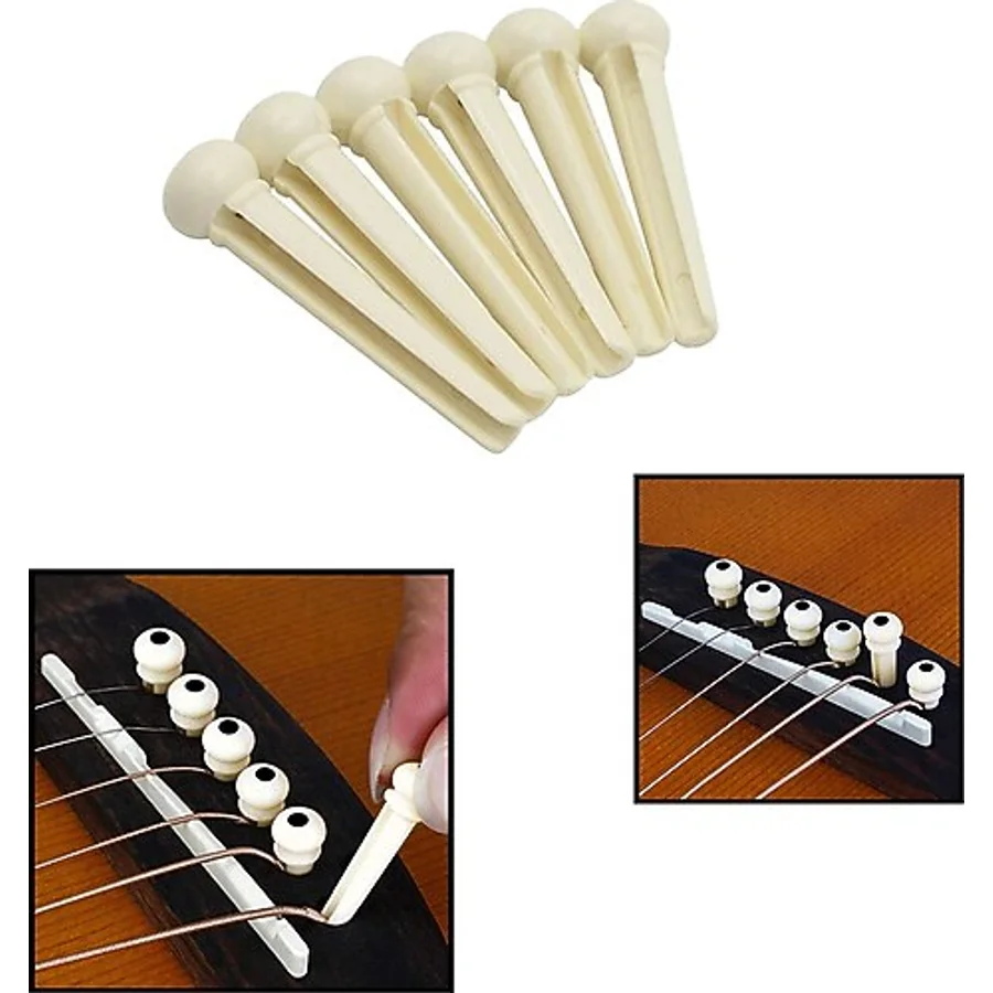 Midex SN-10WH Akustik Gitar Köprü Pimi 6 Adet (BEYAZ)