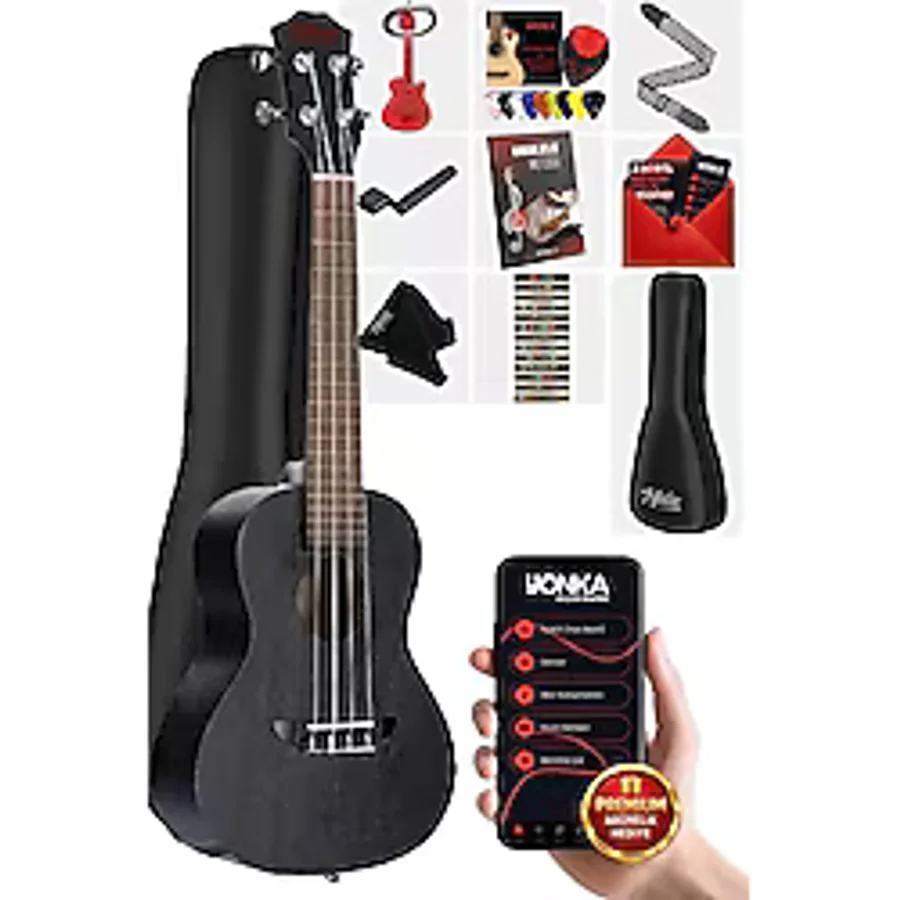 Midex Spa-235Bk Maun Ağacı Yüksek Kaliteli Soprano Ukulele Seti Siyah