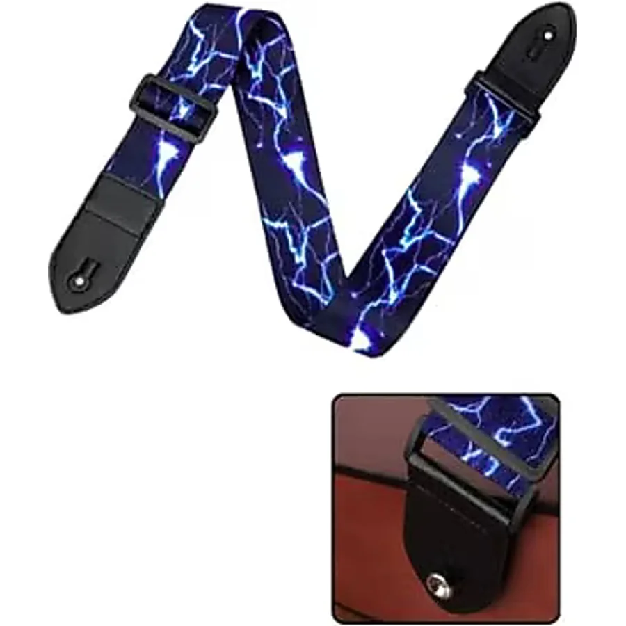 Midex Sr-11Bl Gitar Omuz Askısı Mavi Renk Desenli Uzunluk 90-143 Cm