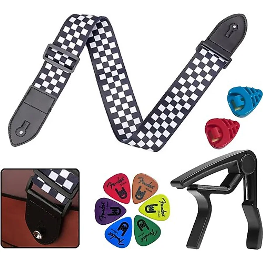 Midex Sr-11Wb-Pak Desenli Gitar Omuz Askısı Metal Capo ( 2 Pena Kutusu 6 Pena)