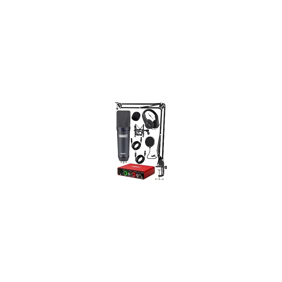 Midex Stüdyo Ekipmanları Exclusive Paket-2 CX2 Mikrofon GLX-700RD Ses Kartı Stüdyo Kayıt Seti